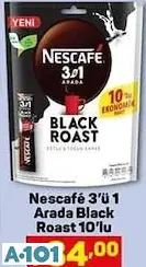 NESCAFE 3'Ü 1 ARADA BLACK ROAST 10'LU KAHVE